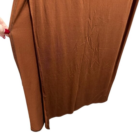 L* Space Revolve Size L Skirt “It's A Date” Brown Midi Side Slit Stretchy NWT - Picture 8 of 14